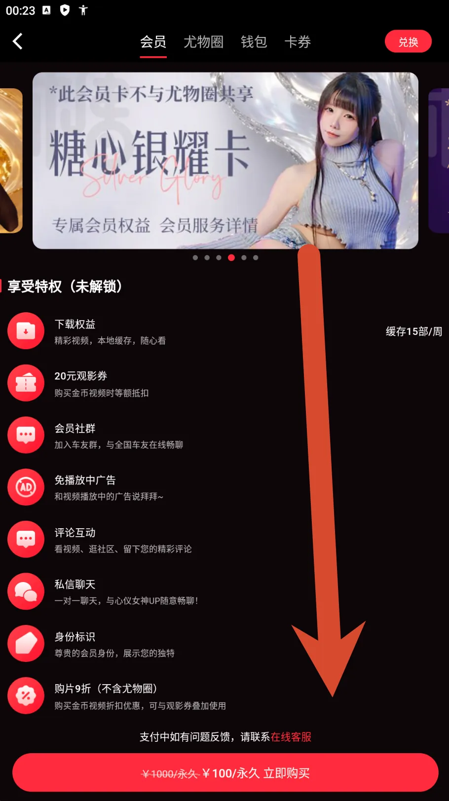 糖心Vlog银耀会员卡价格截图